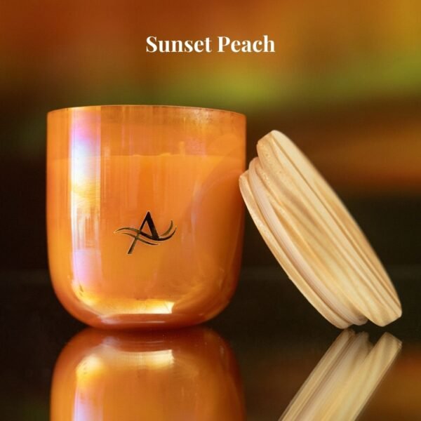 Peach natural scented candle aurora pahal wellness aromatherapy bath and body works