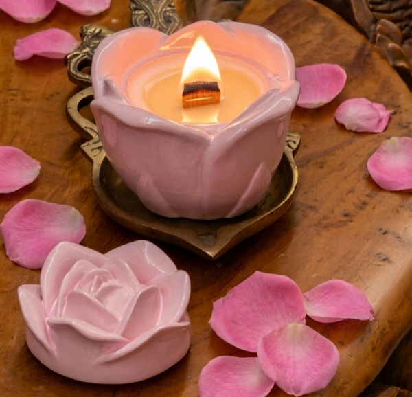 Rose referesh scented candle pahal wellness concrete candle